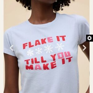Daydreamer Headliner Tee with Snowflake Design “Flake it till you make it” NWT L